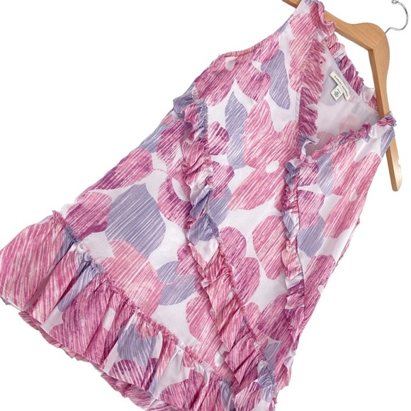 Banana Republic Tank Top Womens Sz Small Multi Floral 100% Silk Ruffle V Neck - Picture 5 of 8